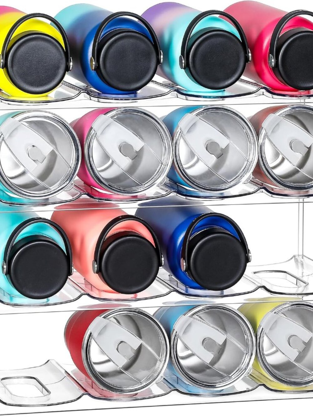 LARGER Compartment - 4 Tier Stackable Water Bottle Organizer Holder - for Stanle